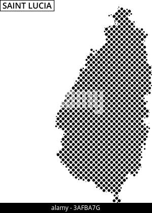 Detaillierte Darstellung von Saint Lucia, die seine einzigartige Form und seinen geografischen Kontext in der Karibik hervorhebt. Stock Vektor