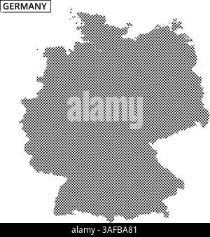 Ein einzigartiges, gepunktetes Design zeigt Deutschland und zeigt seine Form und sein künstlerisches Flair, das sich für kreative Projekte und Präsentationen eignet. Stock Vektor