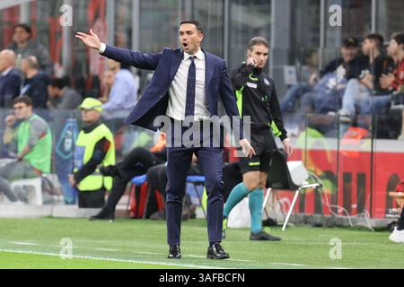 ACF Fiorentinas Cheftrainer Raffaele Palladino spielte beim Fußball-Spiel der Serie A Enilive 2024/2025 zwischen Mailand und Fiorentina im Giusepp Stockfoto