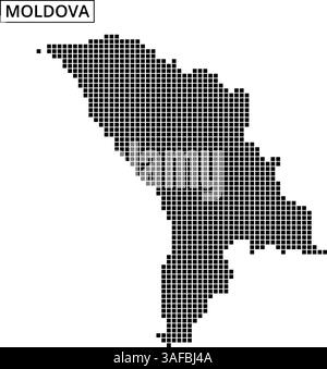 Die gepunktete Darstellung der Landkarte Moldawiens zeigt ihre geografische Umrisse und Form in einem klaren Design. Stock Vektor