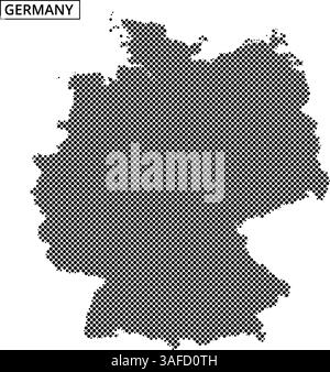 Ein einzigartiges, gepunktetes Design zeigt Deutschland und zeigt seine Form und sein künstlerisches Flair, das sich für kreative Projekte und Präsentationen eignet. Stock Vektor
