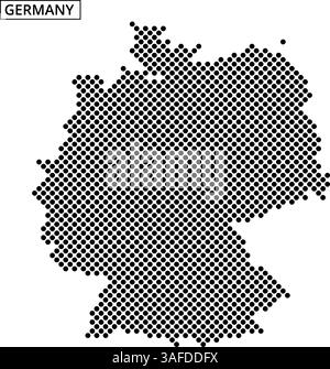 Ein einzigartiges, gepunktetes Design zeigt Deutschland und zeigt seine Form und sein künstlerisches Flair, das sich für kreative Projekte und Präsentationen eignet. Stock Vektor