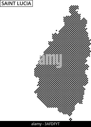 Detaillierte Darstellung von Saint Lucia, die seine einzigartige Form und seinen geografischen Kontext in der Karibik hervorhebt. Stock Vektor