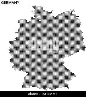 Ein einzigartiges, gepunktetes Design zeigt Deutschland und zeigt seine Form und sein künstlerisches Flair, das sich für kreative Projekte und Präsentationen eignet. Stock Vektor