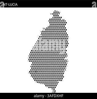 Detaillierte Darstellung von Saint Lucia, die seine einzigartige Form und seinen geografischen Kontext in der Karibik hervorhebt. Stock Vektor