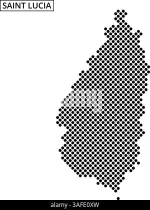 Detaillierte Darstellung von Saint Lucia, die seine einzigartige Form und seinen geografischen Kontext in der Karibik hervorhebt. Stock Vektor