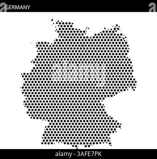 Ein einzigartiges, gepunktetes Design zeigt Deutschland und zeigt seine Form und sein künstlerisches Flair, das sich für kreative Projekte und Präsentationen eignet. Stock Vektor