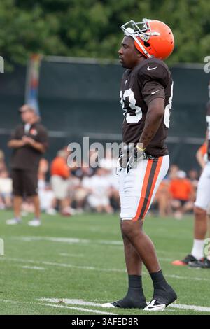 August 2012 - Berea, Ohio, USA S – Cleveland Browns Running Back Trent Richardson (33) während der Übungen im Browns Trainingscamp in Berea, Ohio. (Kreditbild: © Frank Jansky/ZUMAPRESS.com) Stockfoto