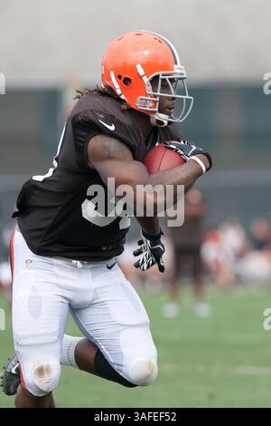August 2012 - Berea, Ohio, USA S – Cleveland Browns Running Back Trent Richardson (33) während der Übungen im Browns Trainingscamp in Berea, Ohio. (Kreditbild: © Frank Jansky/ZUMAPRESS.com) Stockfoto