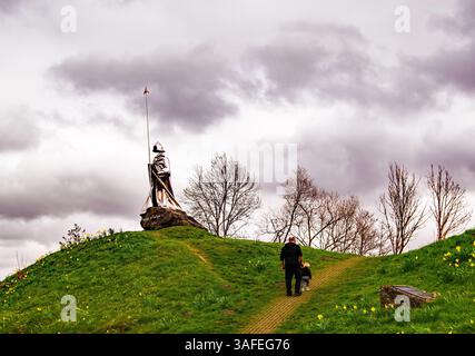 Denkmal für Llywelyn ap Gruffyd Fychan in Llandovery, Wales Stockfoto