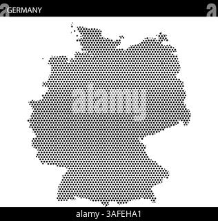 Ein einzigartiges, gepunktetes Design zeigt Deutschland und zeigt seine Form und sein künstlerisches Flair, das sich für kreative Projekte und Präsentationen eignet. Stock Vektor