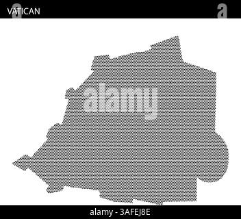 Eine schwarze Rasterumrandung des Vatikans veranschaulicht seine einzigartige Form auf einem neutralen Hintergrund. Dieses Design betont seine geografische Umrisse. Stock Vektor