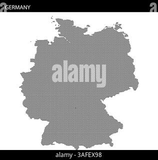 Ein einzigartiges, gepunktetes Design zeigt Deutschland und zeigt seine Form und sein künstlerisches Flair, das sich für kreative Projekte und Präsentationen eignet. Stock Vektor