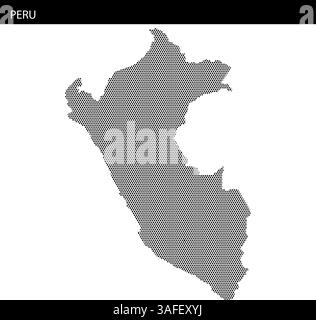 Eine einzigartige Punktdarstellung Perus zeigt seine geografische Form und zeigt die Besonderheiten des Landes auf der Karte. Stock Vektor