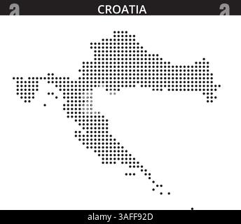 Die Umrisse Kroatiens werden in einem gepunkteten Stil vor einem subtilen abstrakten Hintergrund mit weichen Linien dargestellt. Stock Vektor