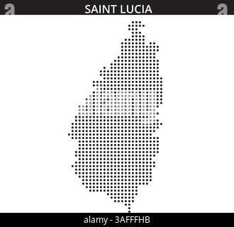 Detaillierte Darstellung von Saint Lucia, die seine einzigartige Form und seinen geografischen Kontext in der Karibik hervorhebt. Stock Vektor