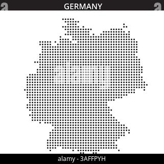 Ein einzigartiges, gepunktetes Design zeigt Deutschland und zeigt seine Form und sein künstlerisches Flair, das sich für kreative Projekte und Präsentationen eignet. Stock Vektor