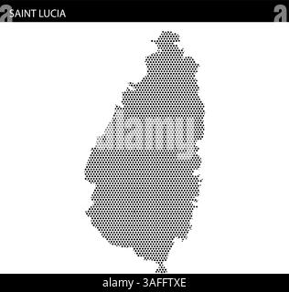 Detaillierte Darstellung von Saint Lucia, die seine einzigartige Form und seinen geografischen Kontext in der Karibik hervorhebt. Stock Vektor