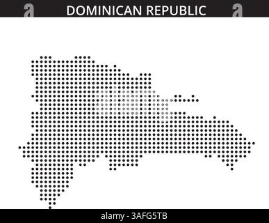 Ein gepunktetes Muster umreißt die Form der Dominikanischen Republik und hebt ihre geografischen Merkmale und Grenzen deutlich hervor. Stock Vektor
