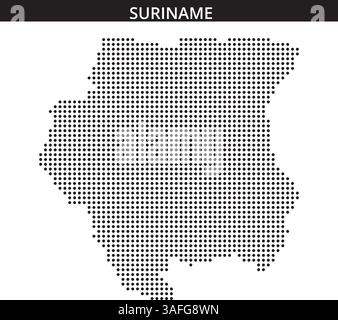 Eine kreative Illustration von Suriname zeigt seine Form mit einem unverwechselbaren Punktmuster, das geografische Merkmale deutlich sichtbar macht. Stock Vektor