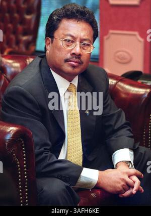 Tommy Remengesau Jr., Präsident von Palau, trifft sich am Mittwoch, 13. März 2002 in Washington D.C. mit der Redaktion der Washington Times (Credit Image: The Washington Times/ZUMAPRESS.com) Stockfoto