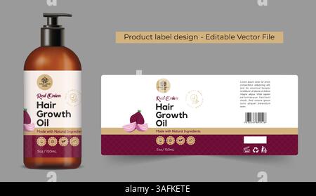 Oil-Label-Design, Private-Label-Design für Oil-Branding, Verpackungsdesign für Oil-Etikett, Flaschenetikett-Design Stock Vektor