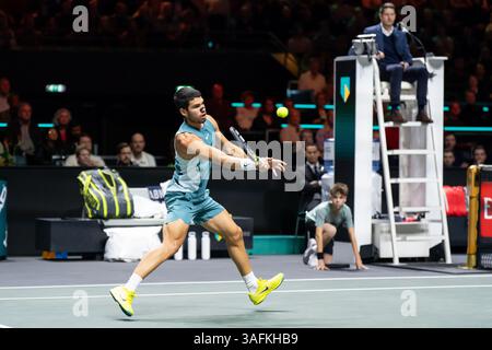 Rotterdam, Niederlande. Februar 2025. ROTTERDAM, NIEDERLANDE - 7. FEBRUAR: Carlos Alcaraz während der ABN AMRO Open in Rotterdam Ahoy am 7. Februar 2025 in Rotterdam, Niederlande. (Foto von Marleen Fouchier/Orange Pictures) Credit: Orange Pics BV/Alamy Live News Stockfoto