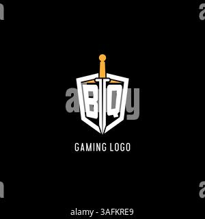 Letter BQ-Logo mit Schild- und Schwertdesign, inspiriert von Vektorgrafik Stock Vektor