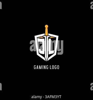 Letter JL-Logo mit Schild- und Schwertdesign, inspiriert von Vektorgrafik Stock Vektor