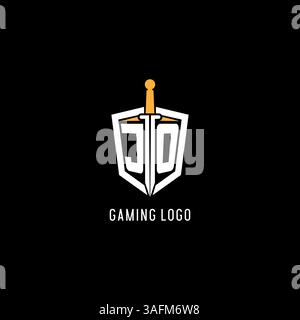 Letter JO-Logo mit Schild- und Schwertdesign, inspiriert von Vektorgrafik Stock Vektor