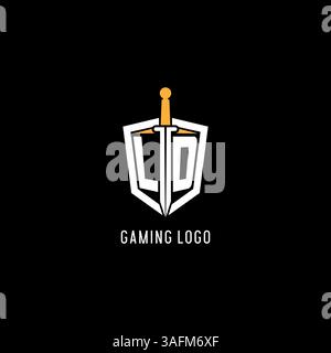 Letter LD-Logo mit Schild- und Schwertdesign, inspiriert von Vektorgrafik Stock Vektor