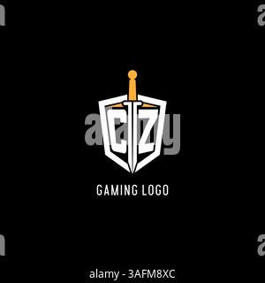 Letter CZ-Logo mit Schild- und Schwertdesign, inspiriert von Vektorgrafik Stock Vektor