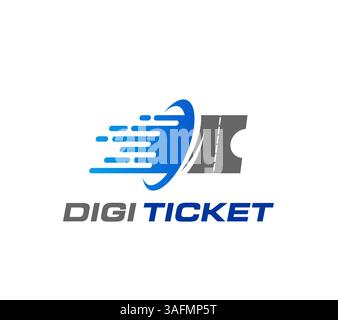 Symbol für digitales E-Ticket für elektronischen Eintritt oder Pass, Vektor-Emblem. Digital E-Ticket-Symbol für Verkehrskommunikation von Stadtbus und Straßenbahn oder U-Bahn mit QR-Eintrittskarte oder elektronischem Ticket Stock Vektor