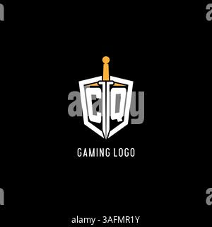 Letter CQ-Logo mit Schild- und Schwertdesign, inspiriert von Vektorgrafik Stock Vektor