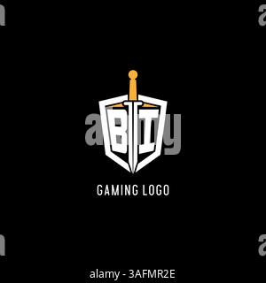 Letter BI-Logo mit Schild- und Schwertdesign, inspiriert von Vektorgrafik Stock Vektor