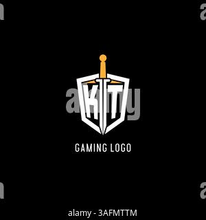 Letter KT-Logo mit Schild- und Schwertdesign, inspiriert von Vektorgrafik Stock Vektor