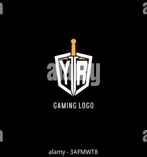 Letter YR-Logo mit Schild- und Schwertdesign, inspiriert von Vektorgrafik Stock Vektor