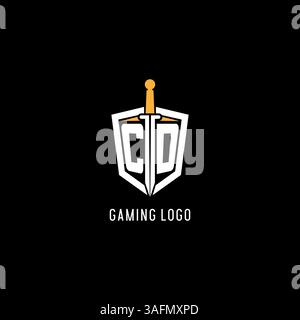 Letter CD-Logo mit Schild- und Schwertdesign, Vektorgrafik inspiriert Stock Vektor