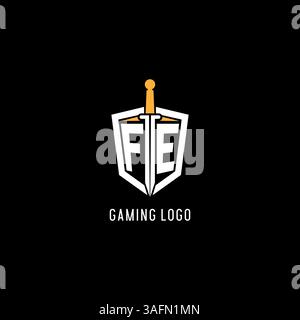 Letter FE-Logo mit Schild- und Schwertdesign, inspiriert von Vektorgrafik Stock Vektor