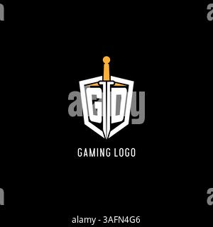 GD-Logo mit Schild- und Schwertdesign, inspiriert von Vektorgrafik Stock Vektor