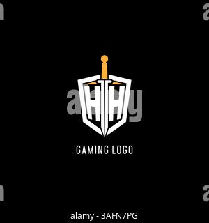 HH-Logo mit Schild und Schwertdesign, inspiriert von Vektorgrafik Stock Vektor