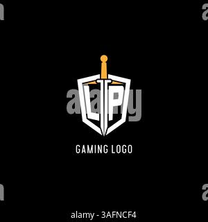 Letter LP-Logo mit Schild- und Schwertdesign, inspiriert von Vektorgrafik Stock Vektor