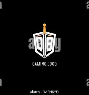 Letter QB-Logo mit Schild- und Schwertdesign, inspiriert von Vektorgrafik Stock Vektor
