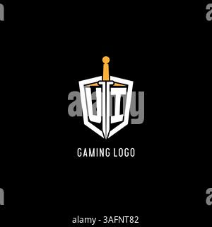 Letter UI-Logo mit Schild- und Schwertdesign, inspiriert von Vektorgrafik Stock Vektor