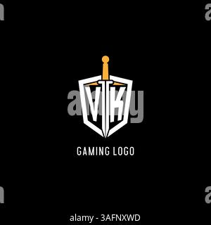 VK-Letter-Logo mit Schild- und Schwertdesign, inspiriert von Vektorgrafik Stock Vektor