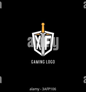 Letter XF-Logo mit Schild- und Schwertdesign, inspiriert von Vektorgrafik Stock Vektor