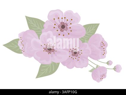 Frühlingssakura Kirsche blühende Blumenstrauß Stock Vektor