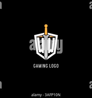 Letter WW-Logo mit Schild- und Schwertdesign, inspiriert von Vektorgrafik Stock Vektor