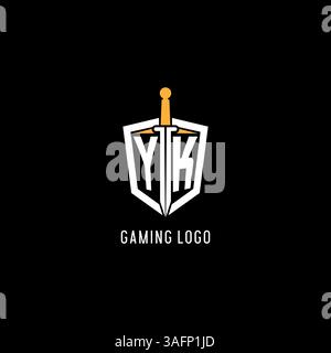 YK-Logo mit Schild- und Schwertdesign, inspiriert von Vektorgrafik Stock Vektor