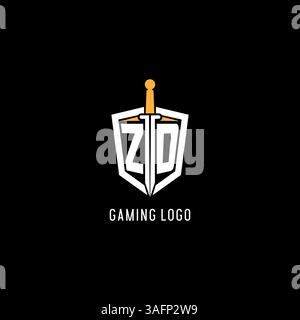 ZD-Logo mit Schild und Schwertdesign, inspiriert von Vektorgrafik Stock Vektor